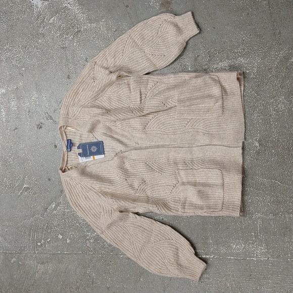 NEW! Democracy Sweater Cozy Knit Cardigan, Oat - Picture 2 of 16